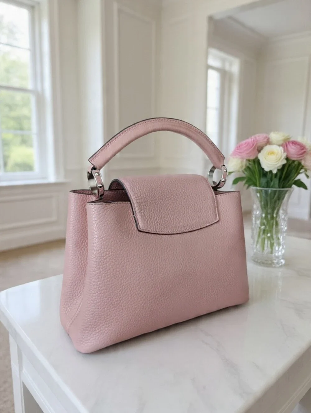 Louis Vuitton Capucines BB Magnolia Pink Taurillon Leather Silver HW 💕 EUC